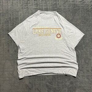 Vintage Y2K Lake Geneva Wisconsin Gray Mens XL Shirt
